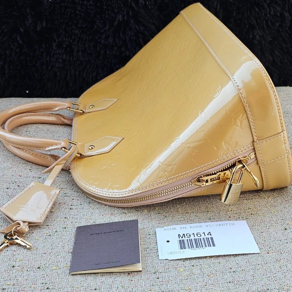 Louis Vuitton Handbag VERNIS Alma PM Rose Florentin Bag Monogram Made in Spain - Picture 2 of 13